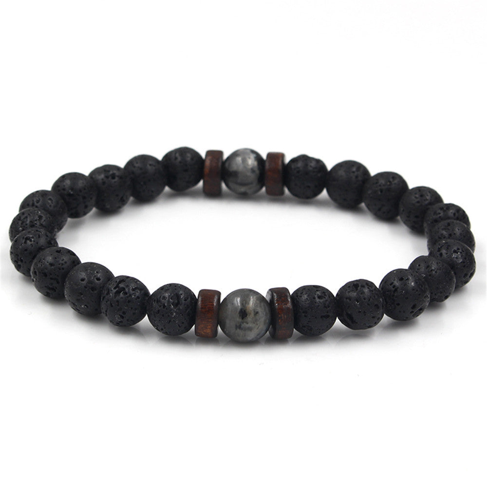 Volcanic Stone Black Iron Stone Couple Bracelet