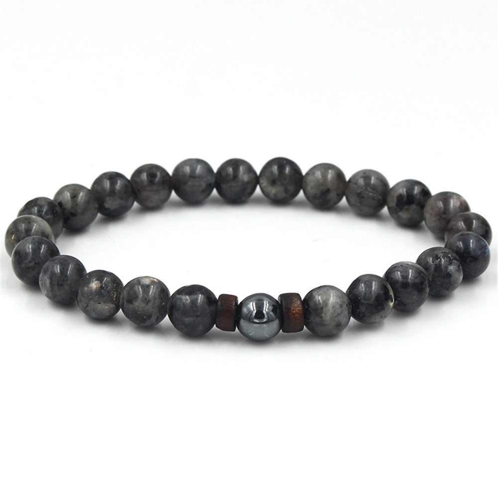 Volcanic Stone Black Iron Stone Couple Bracelet