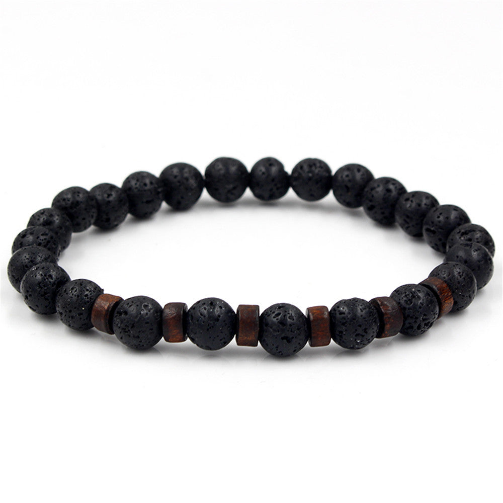 Volcanic Stone Black Iron Stone Couple Bracelet
