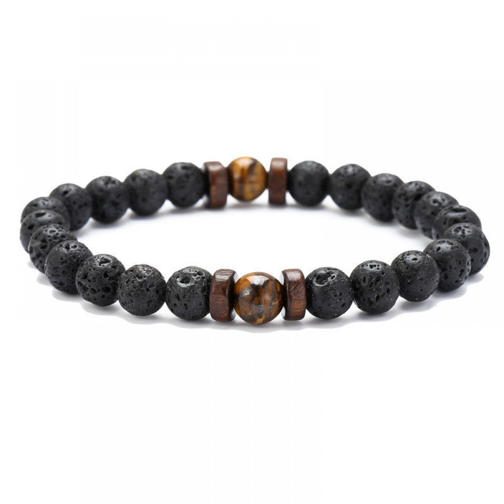 Volcanic Stone Black Iron Stone Couple Bracelet