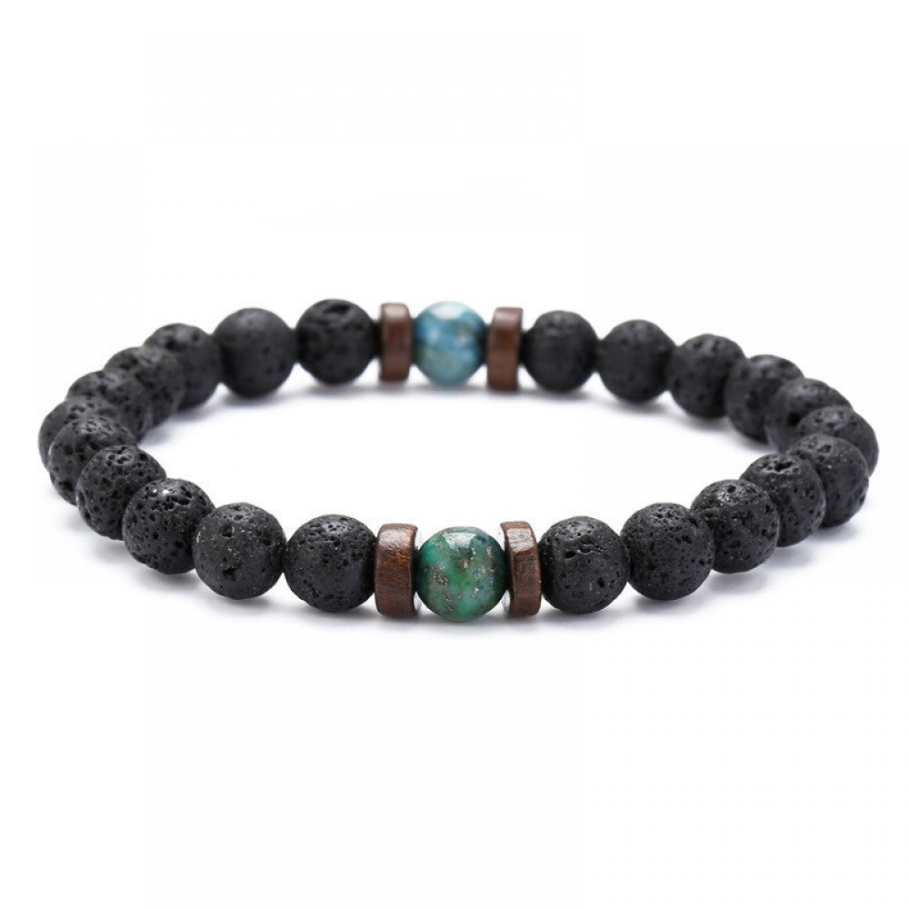 Volcanic Stone Black Iron Stone Couple Bracelet