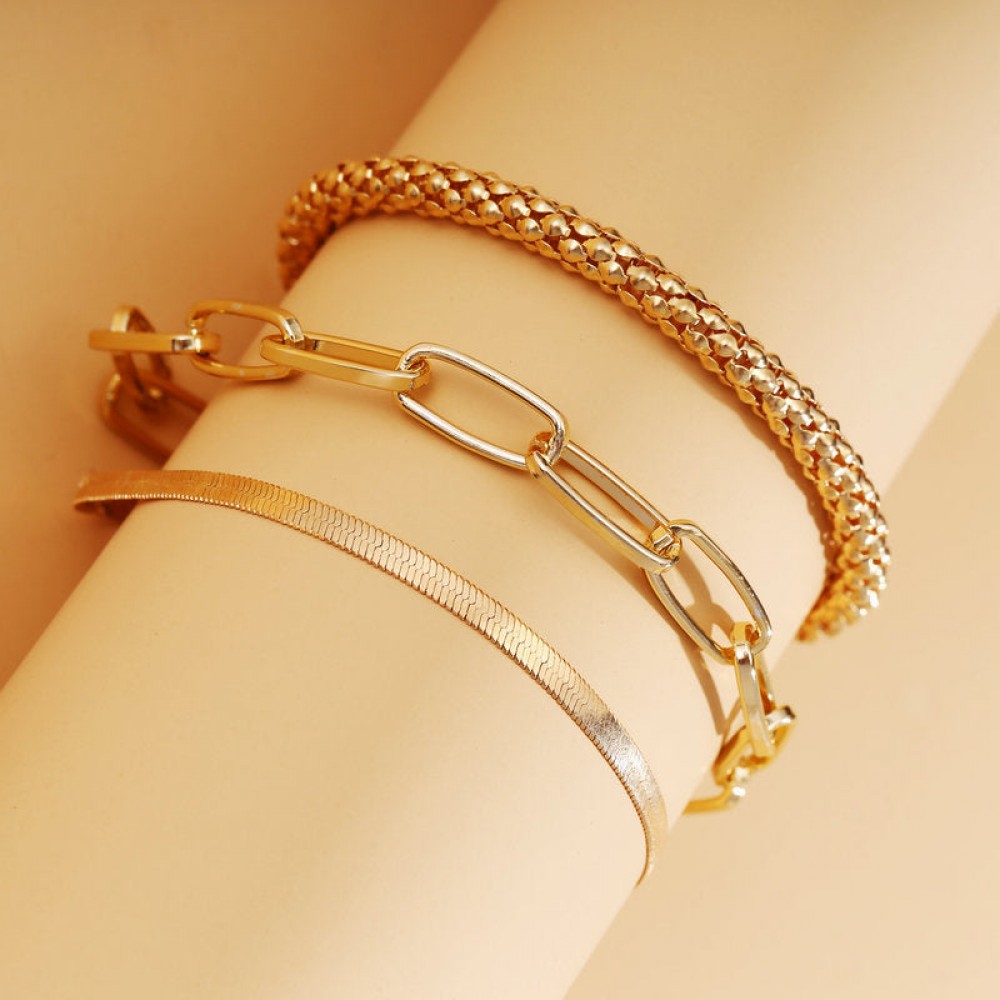 Multi-layer vintage metal bracelet snake bone chain