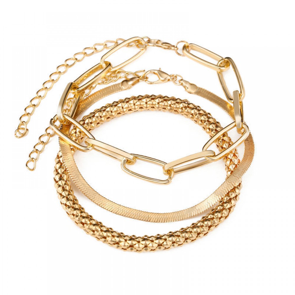 Multi-layer vintage metal bracelet snake bone chain