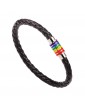 Simple Braided Rainbow Magnet Buckle Genuine Leather Bracelet