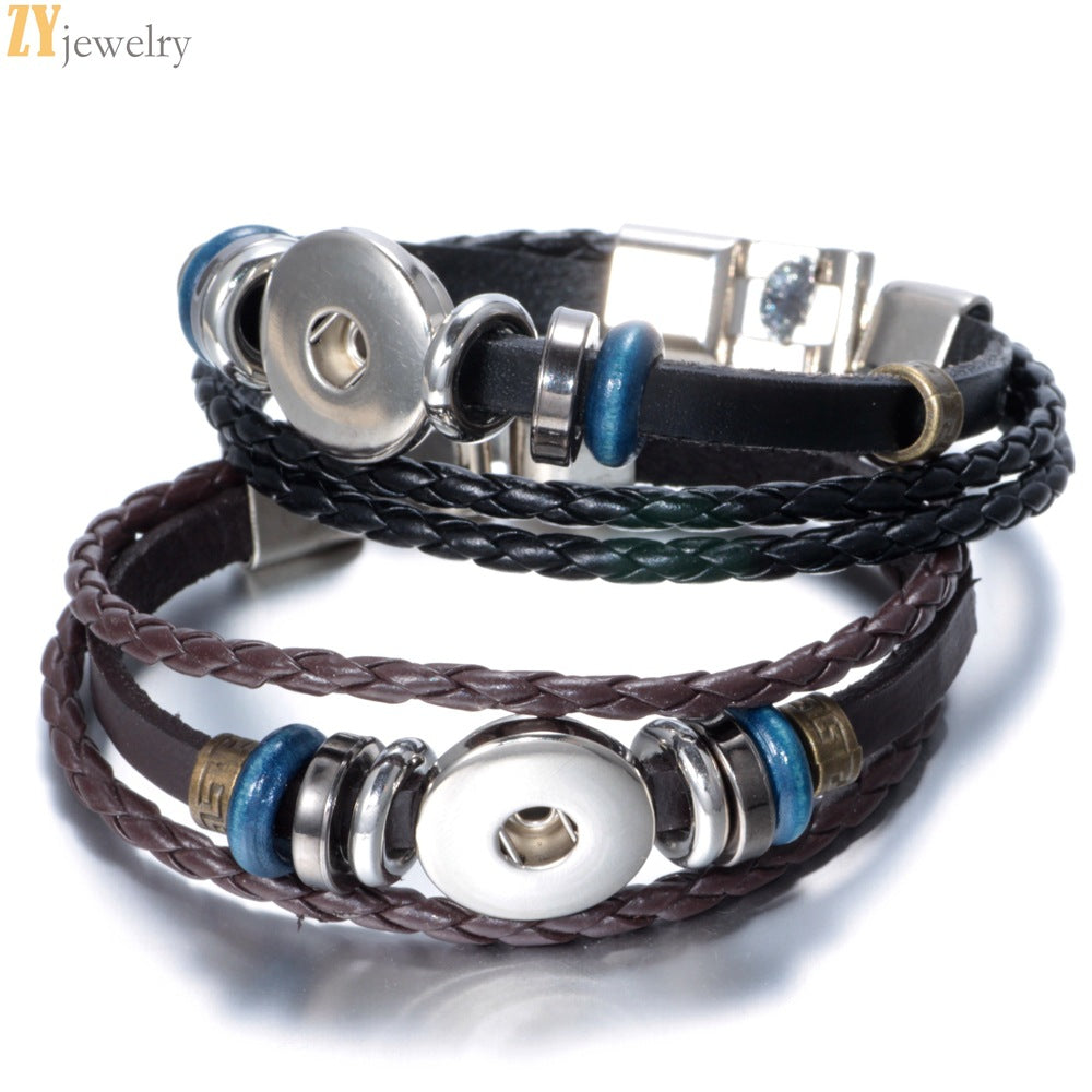 4-piece buckle leather bracelet diy crystal bracelet pendant