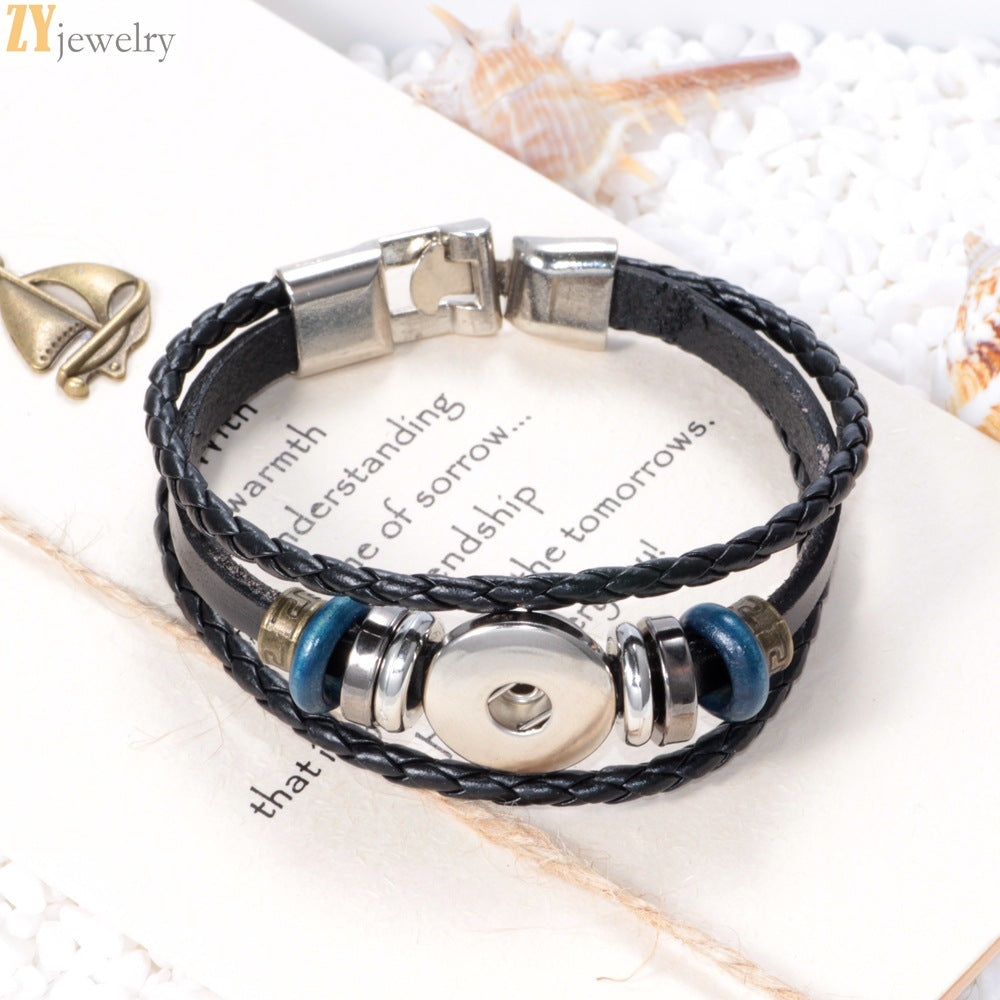 4-piece buckle leather bracelet diy crystal bracelet pendant