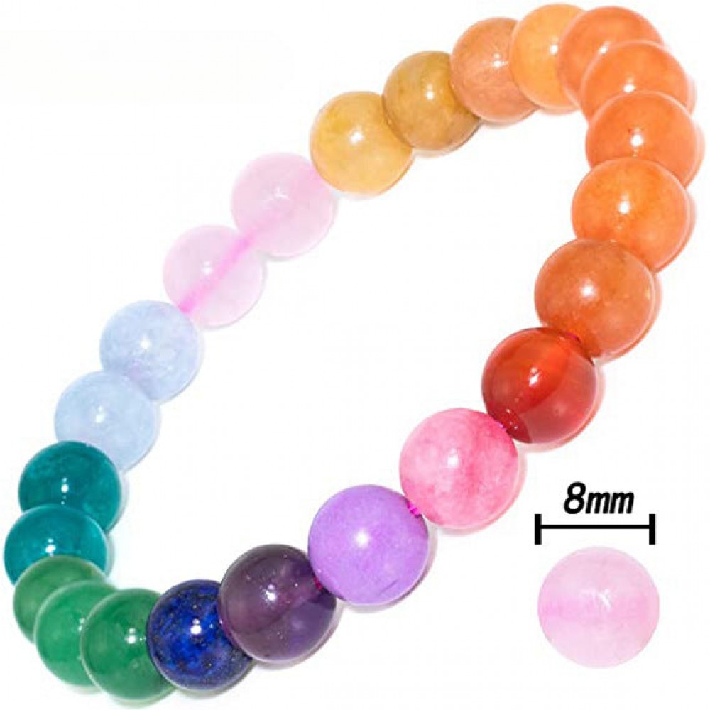 8mm Natural Gemstone Tiger Eye Stone Turquoise Handmade Beaded Elastic Cord Bracelet