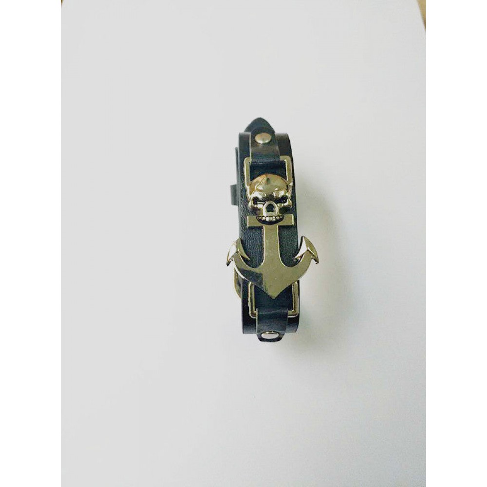 Vintage PU leather punk skull leather bracelet