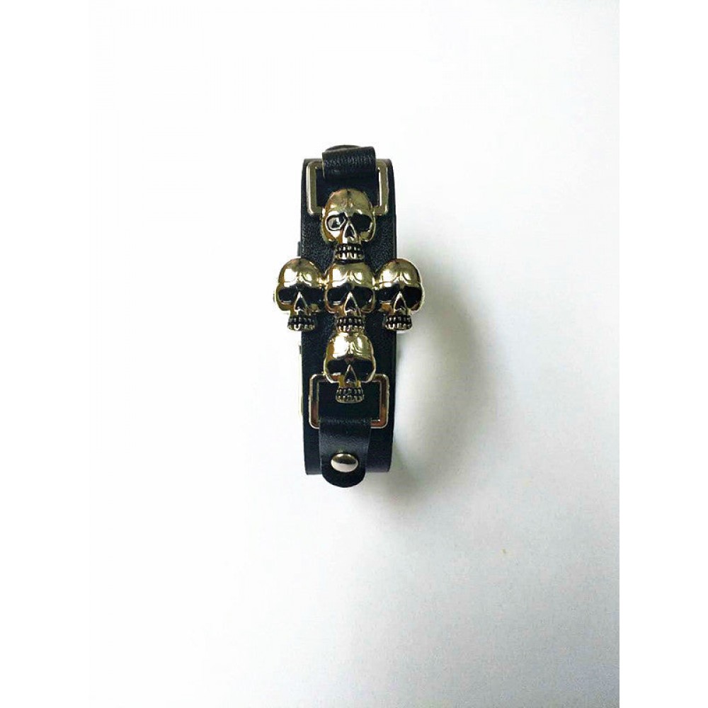 Vintage PU leather punk skull leather bracelet