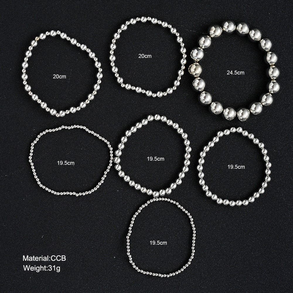Round bead bracelet 7-piece set Simple multi-layer stacking 