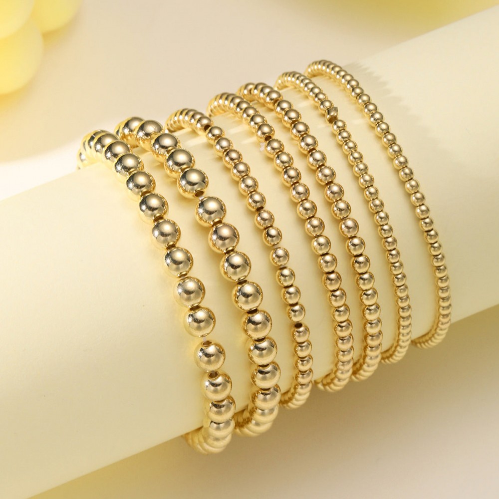Fashionable and simple elastic beaded bracelets 7 pieces