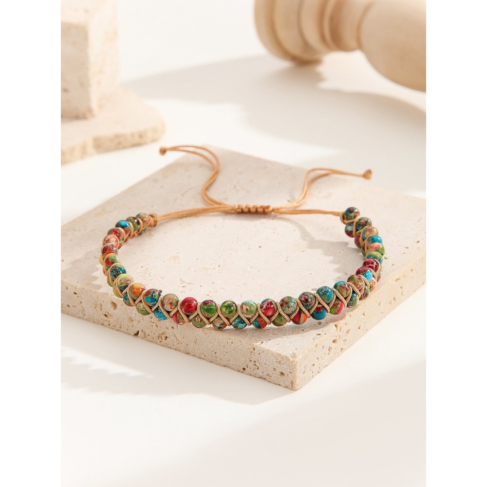 Hand Woven Turquoise Natural Stone Double Bracelet