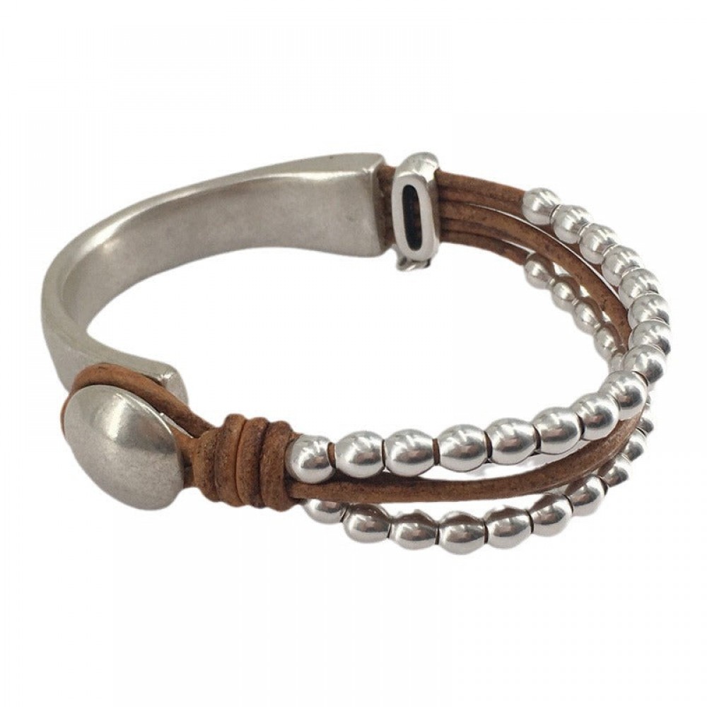 Bohemian style double layer stitching bracelet beaded leathe