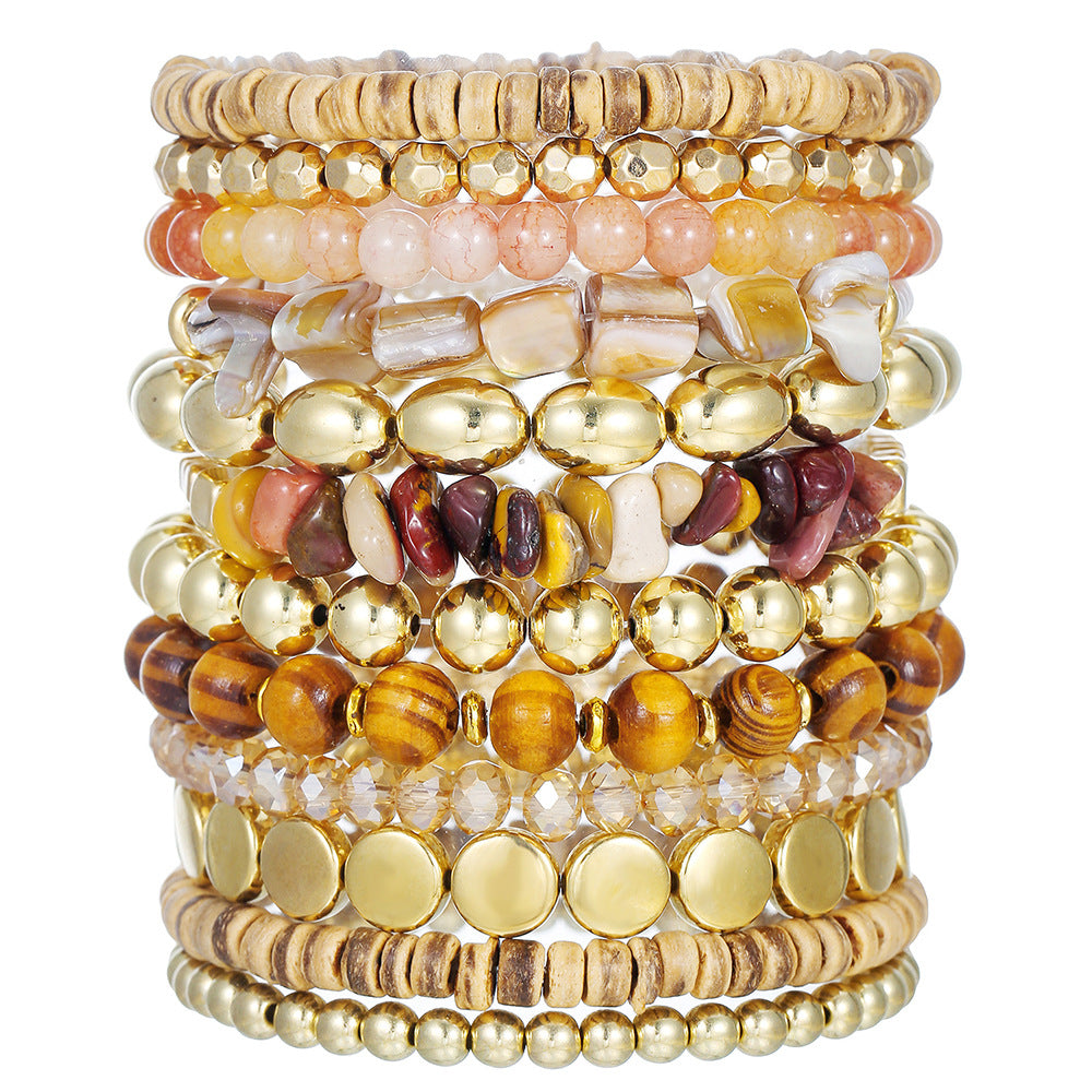 Vintage 12-piece Bohemian handmade beaded bracelet set