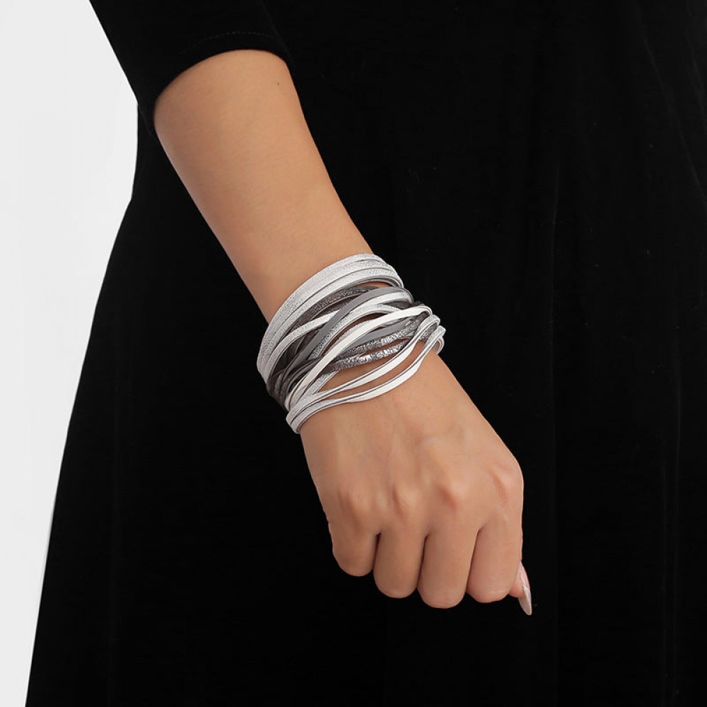 Double-layer PU leather women' s bracelet