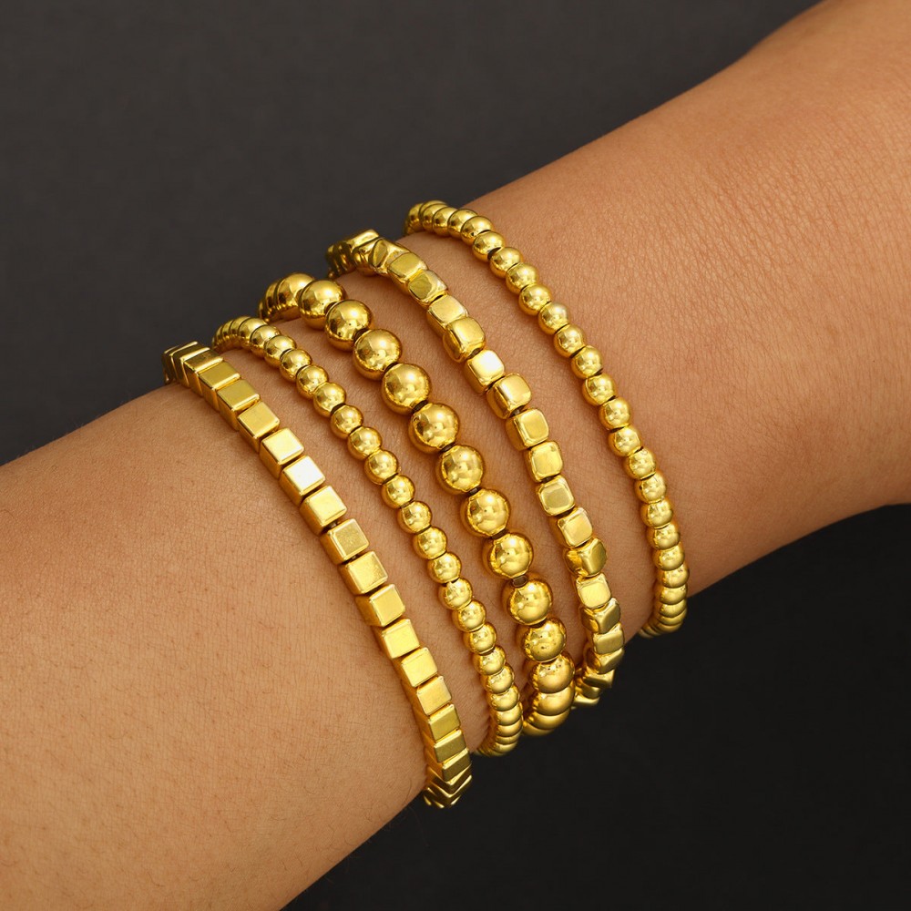 Gold vintage round bead bracelet