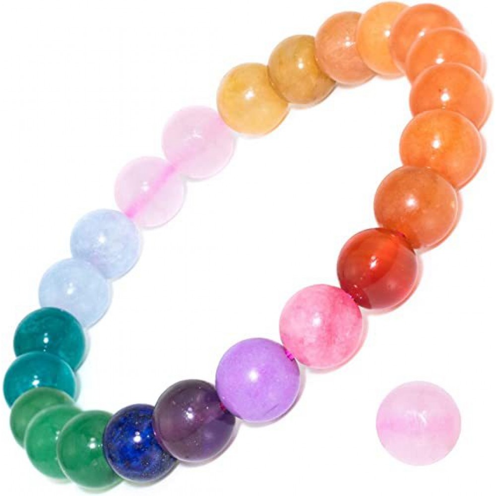 8mm Natural Gemstone Tiger Eye Stone Turquoise Handmade Beaded Elastic Cord Bracelet