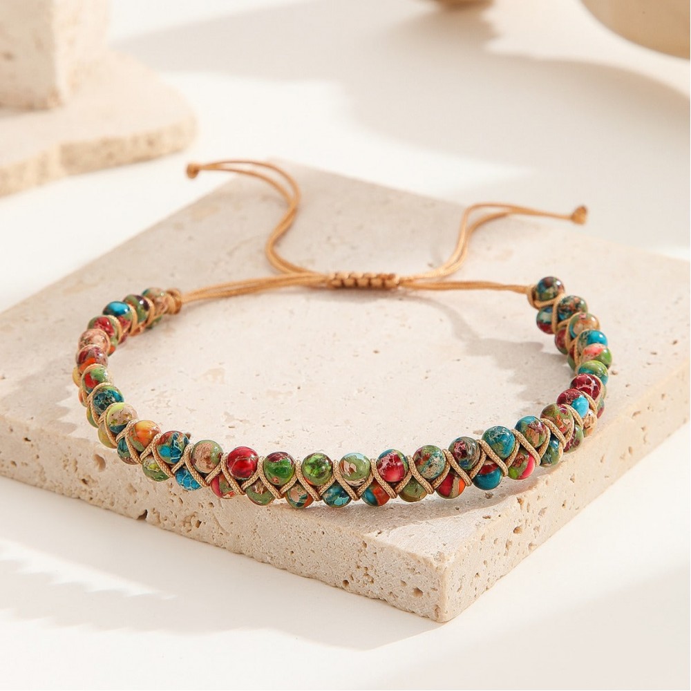 Hand Woven Turquoise Natural Stone Double Bracelet