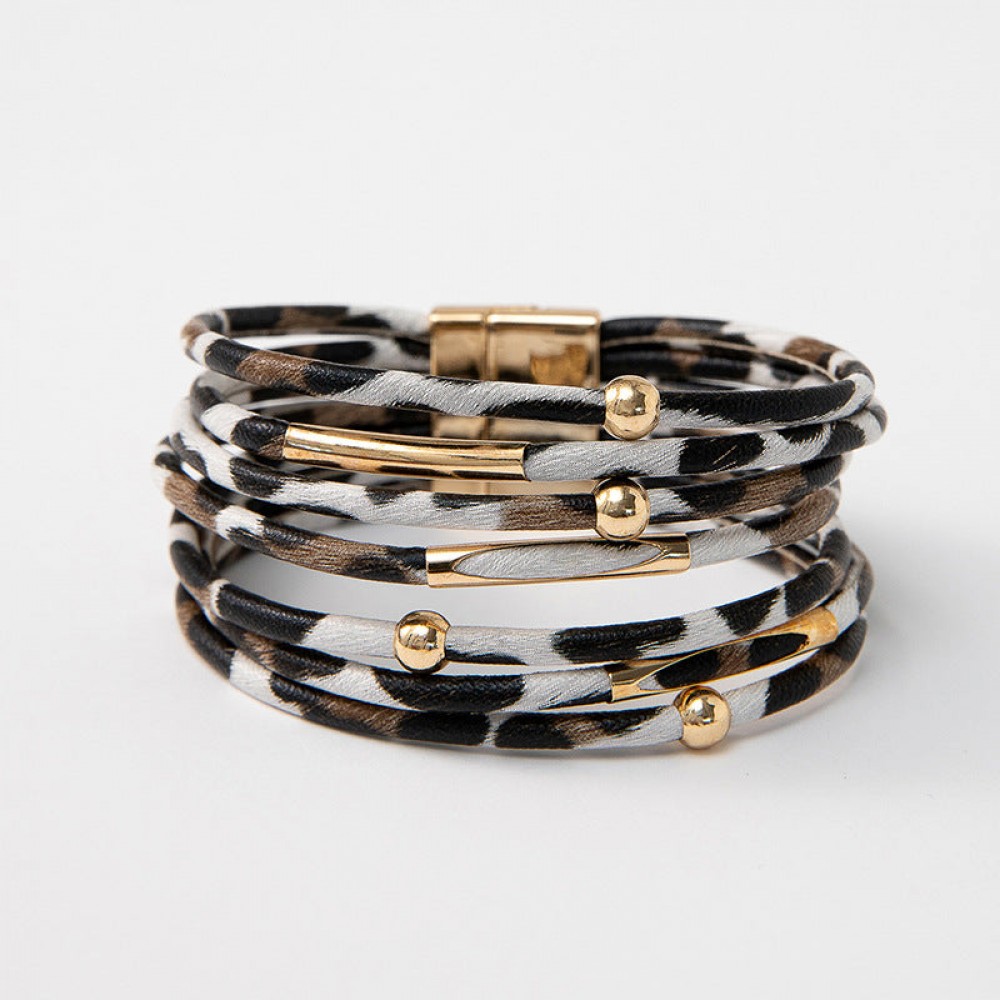 Leather Alloy Hot Sexy Leopard Magnetic Clasp Bracelet
