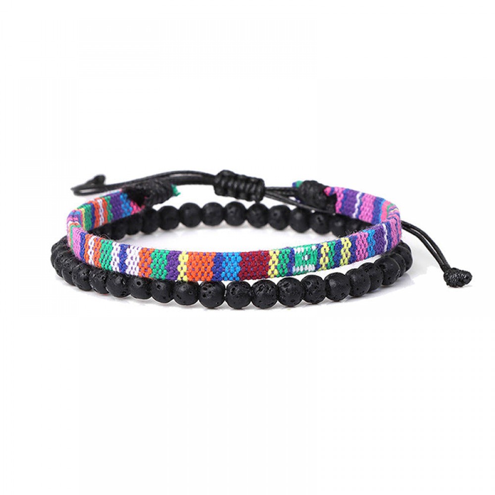 Post Art Rope Lava Stone Combo Bracelet