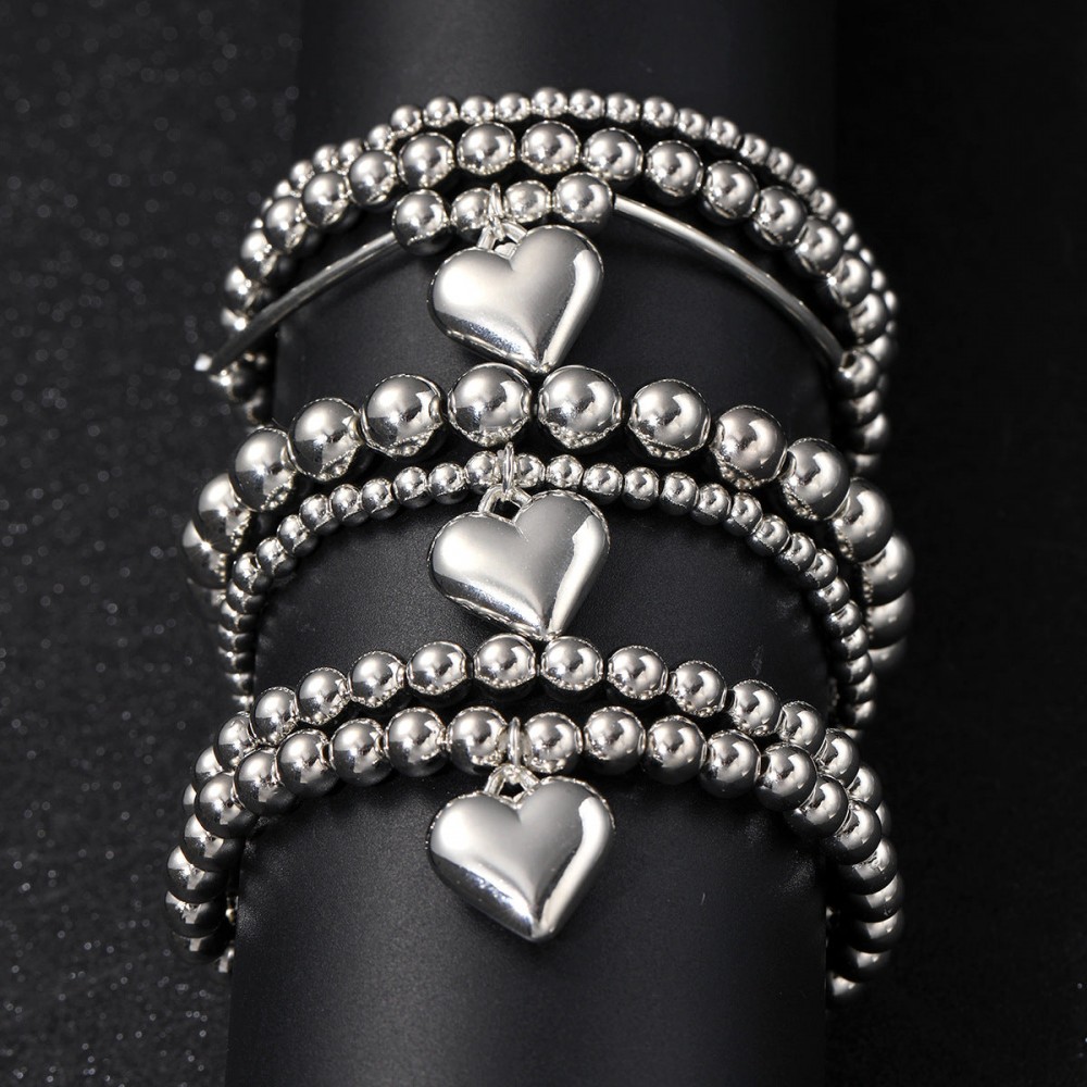 Heart Pendant Beaded Bracelet