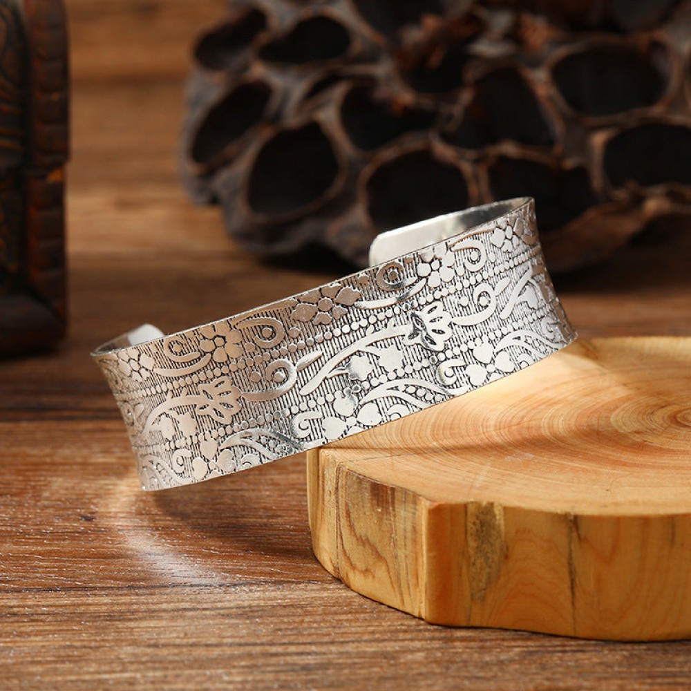 Retro metal wide open personality ethnic style silver exotic