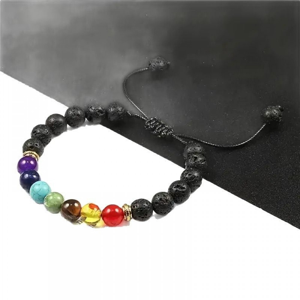 Colorful volcanic stone braided bracelet