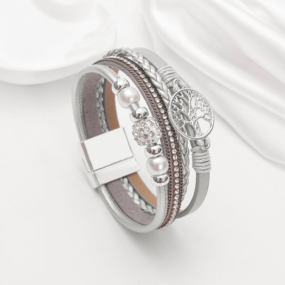 Ethnic style imitation pearl diamond ball magnetic clasp wov