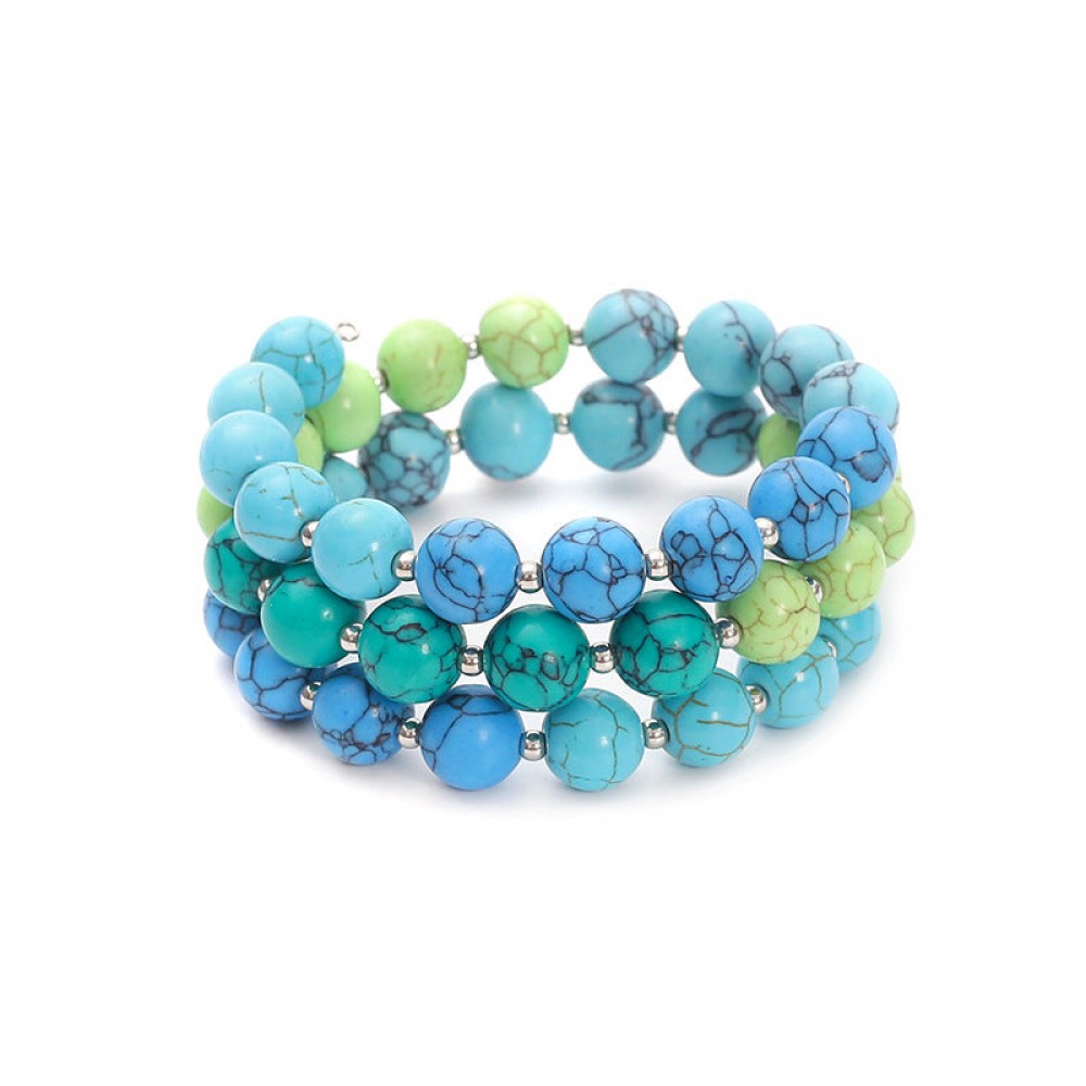 Bohemian acrylic beaded bracelet multi-layered elastic brace