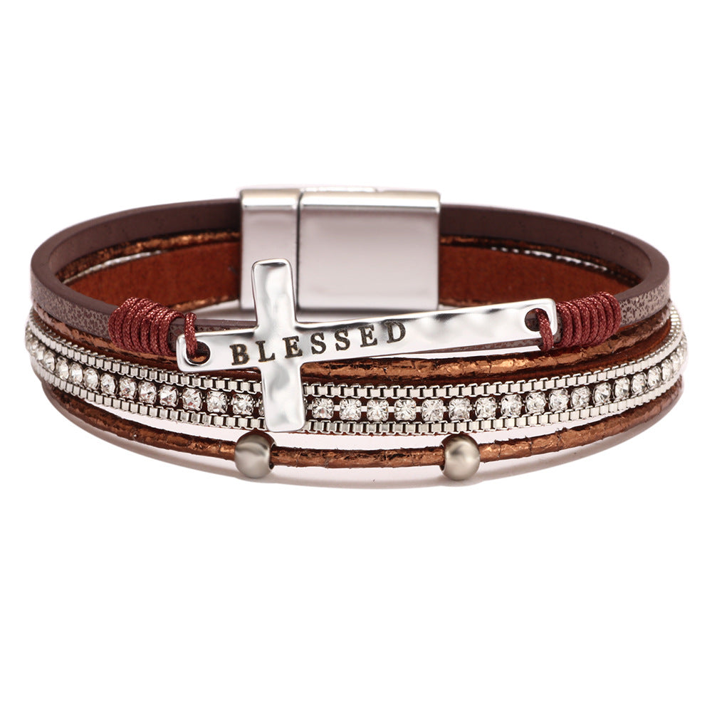 Bohemian Cross Micro Diamond Magnetic Bracelet