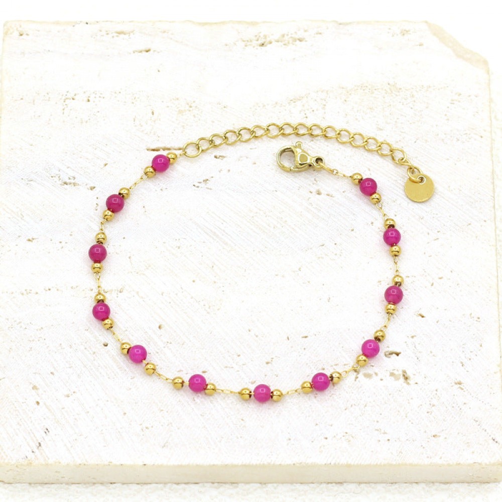 Gold Plated Stainless Steel Freshwater Natural Stone Bracele
