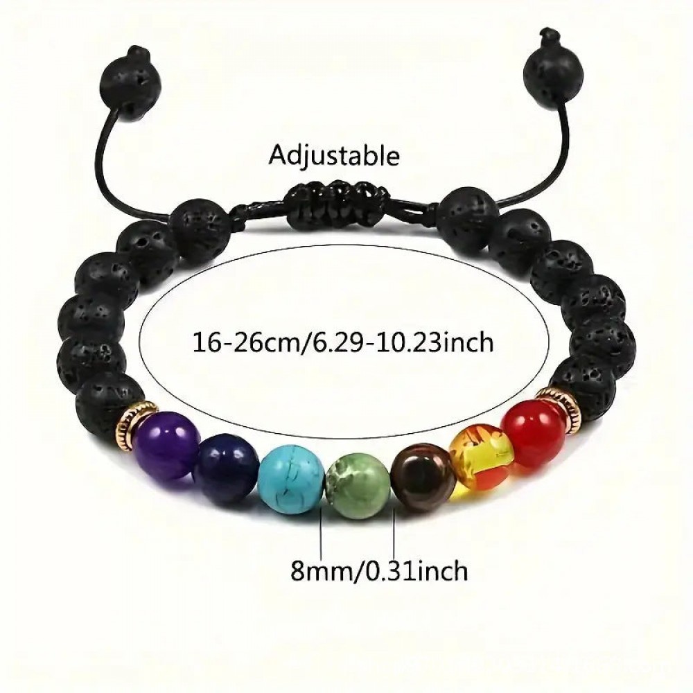 Colorful volcanic stone braided bracelet