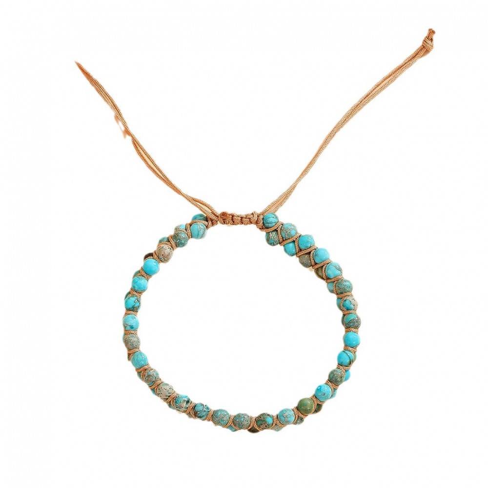 Hand Woven Turquoise Natural Stone Double Bracelet