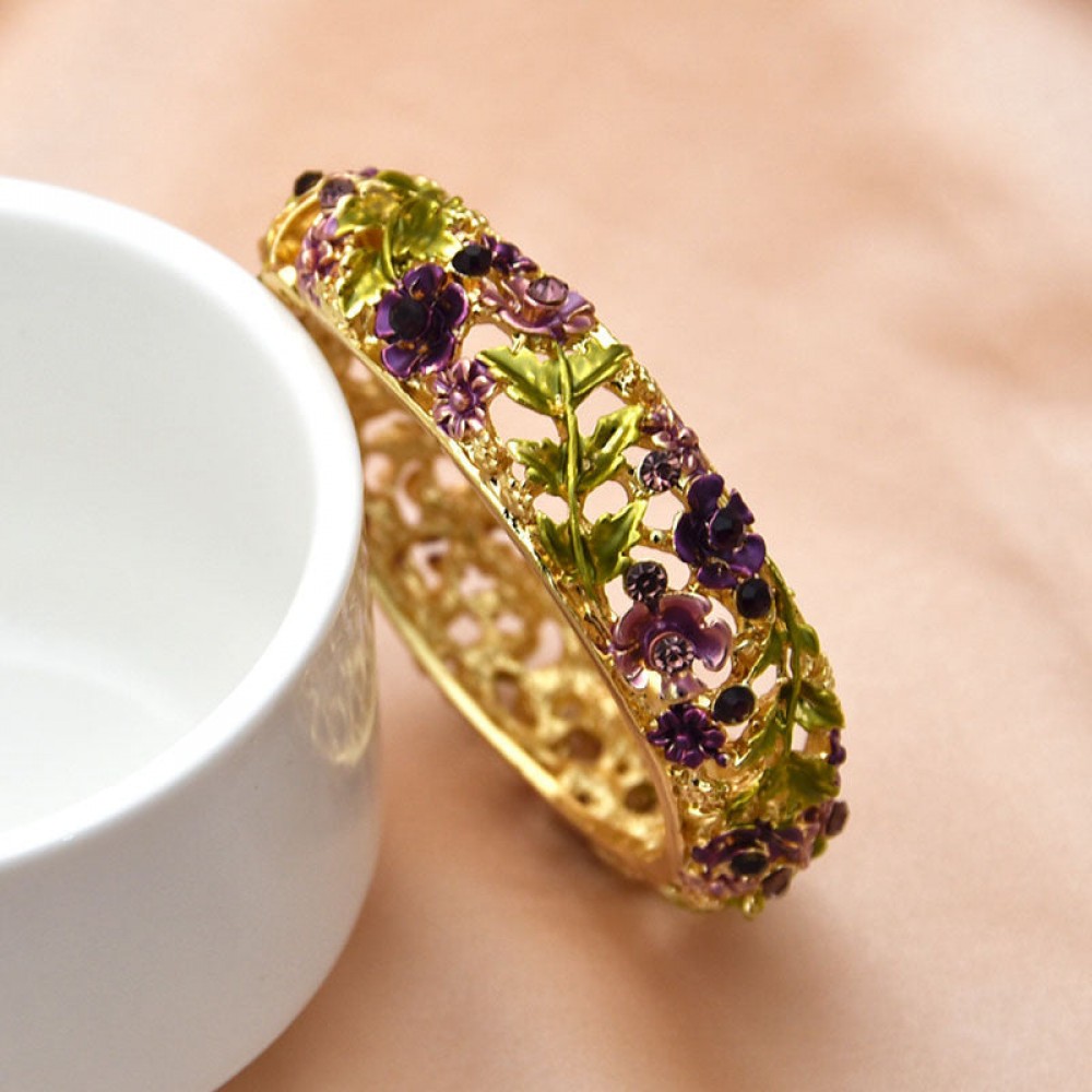 foreign trade jewelry retro rose diamond hollow alloy cloiso