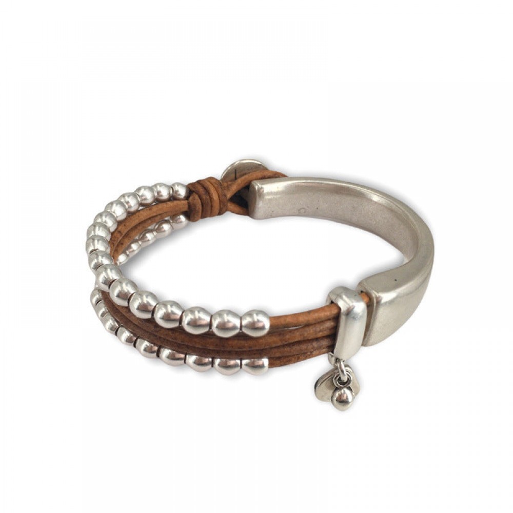 Bohemian style double layer stitching bracelet beaded leathe