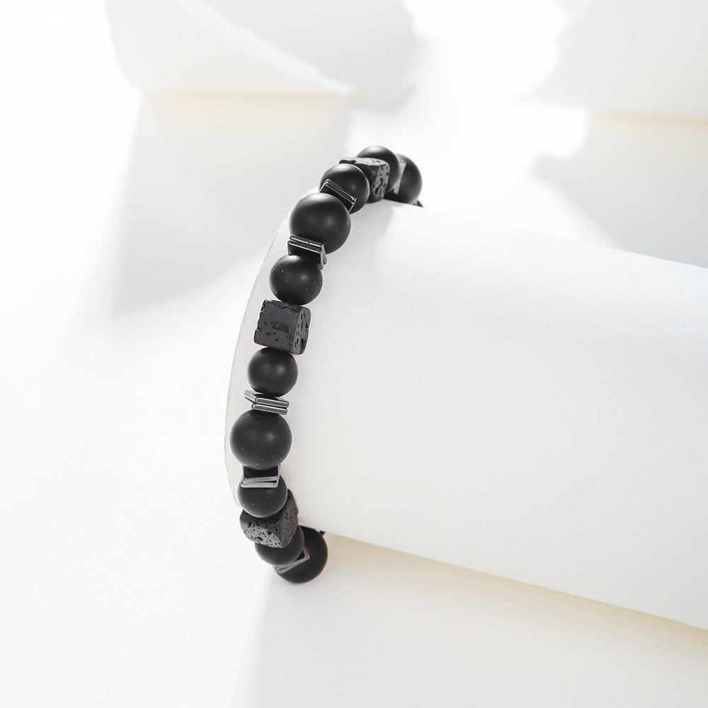 Lava Cubes Volcanic Stone Woven Bracelet