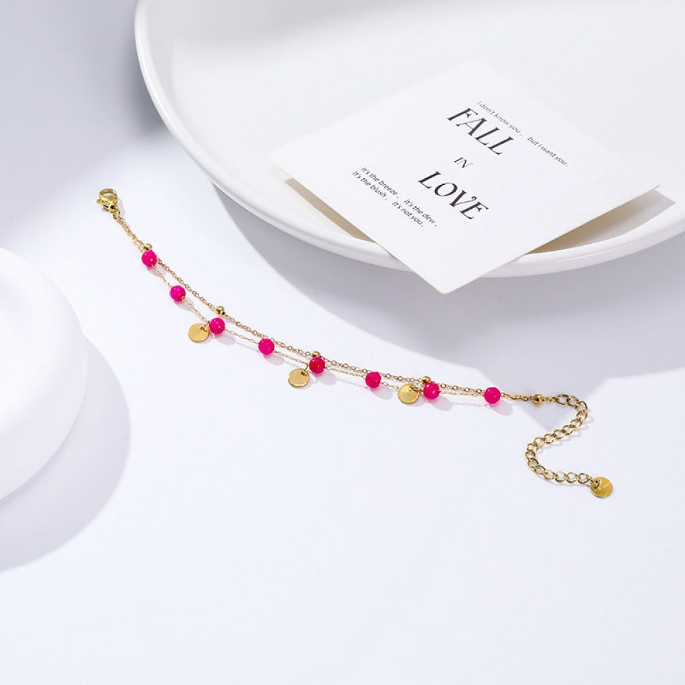 Gold Plated Stainless Steel Freshwater Natural Stone Bracele