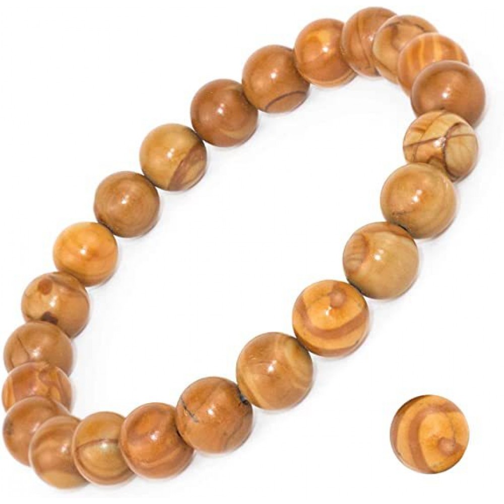 8mm Natural Gemstone Tiger Eye Stone Turquoise Handmade Beaded Elastic Cord Bracelet