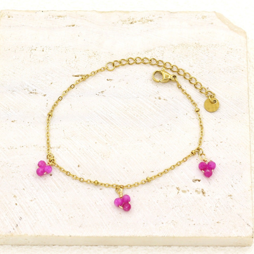 Gold Plated Stainless Steel Freshwater Natural Stone Bracele