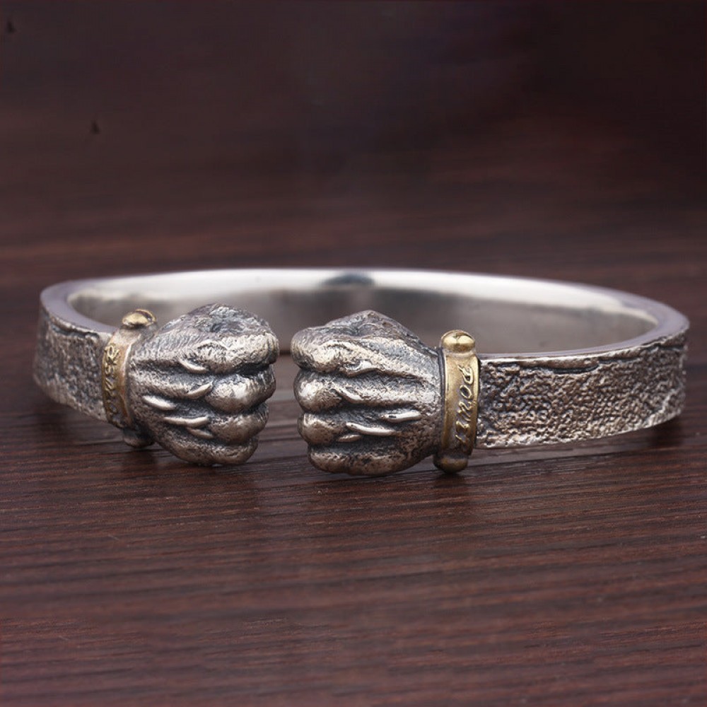 powerful holding Silver Bracelet personality retro solid Ope