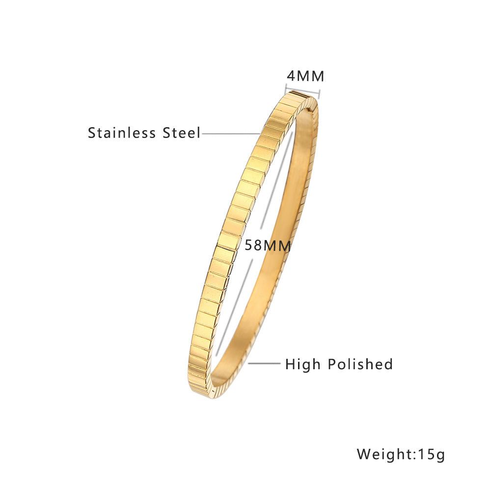 18K gold plated diamond retro stacked titanium steel bracele
