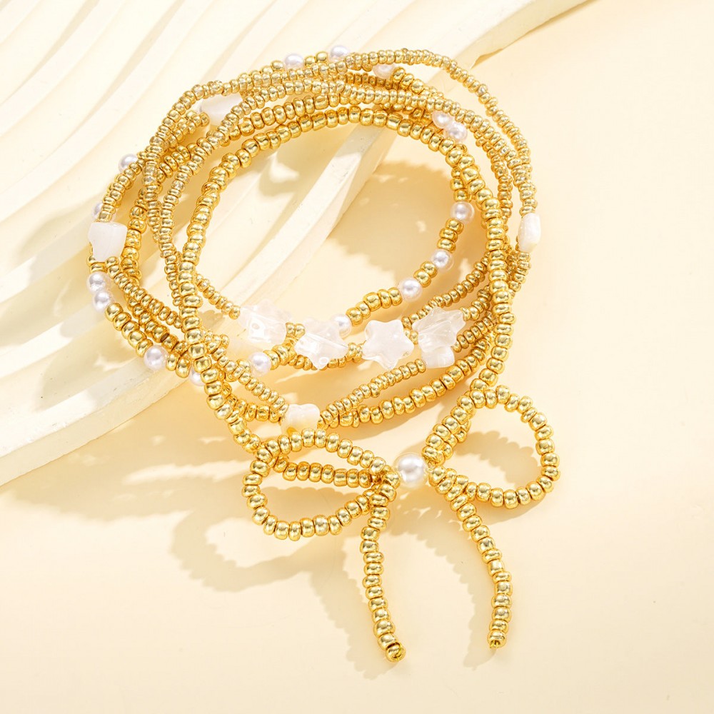 Bow Pearl Bracelet 6-Piece Set
