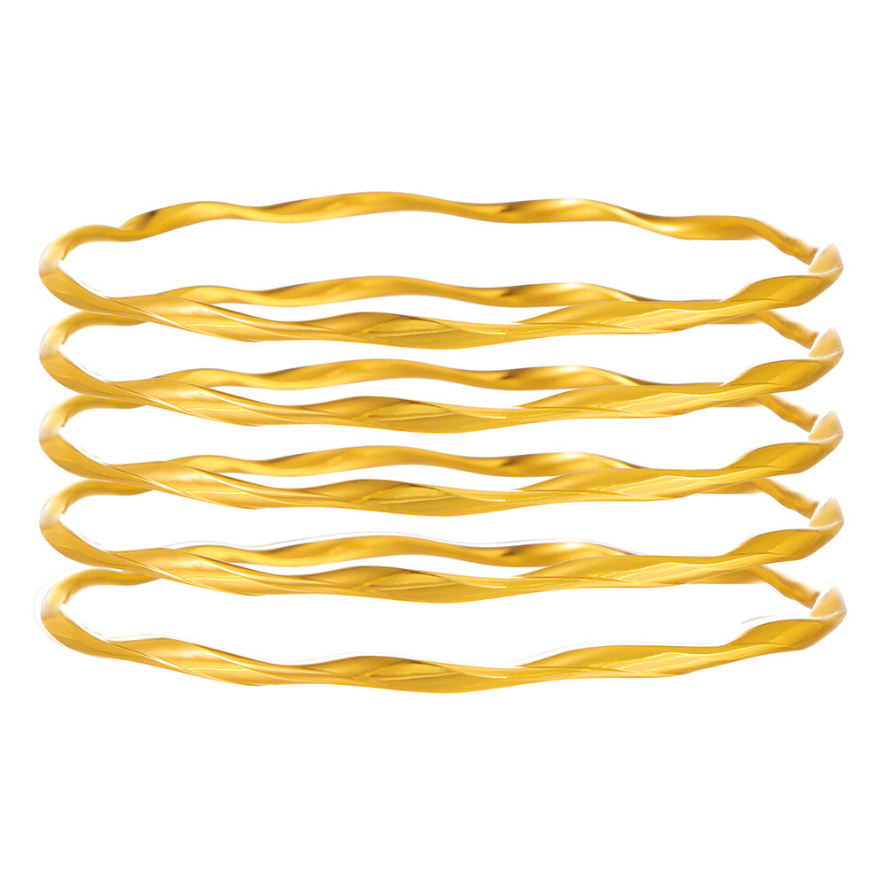 Mobius plain gold-plated bracelet set