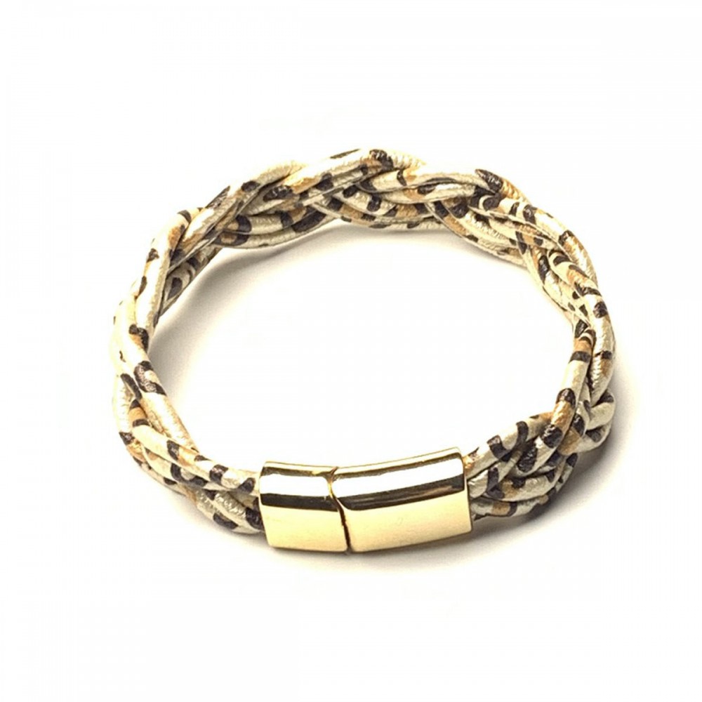 6-strand braided bracelet silicone tube leopard leather brac