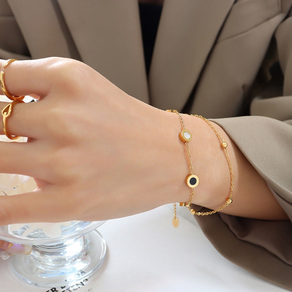 18K gold-plated Rome cold ins style titanium steel bracelet