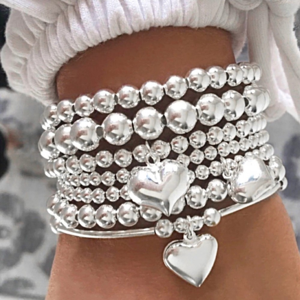 Heart Pendant Beaded Bracelet