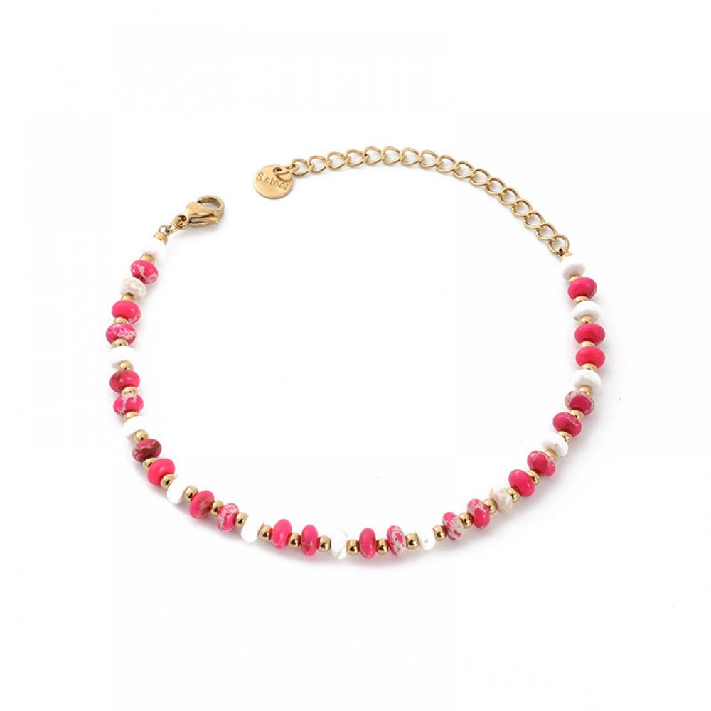 Gold Plated Stainless Steel Freshwater Natural Stone Bracele
