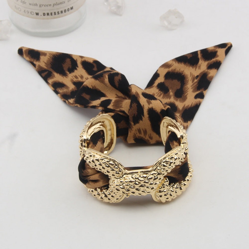 Middle Ancient vintage Golden Leopard Scarf Open Niche High-
