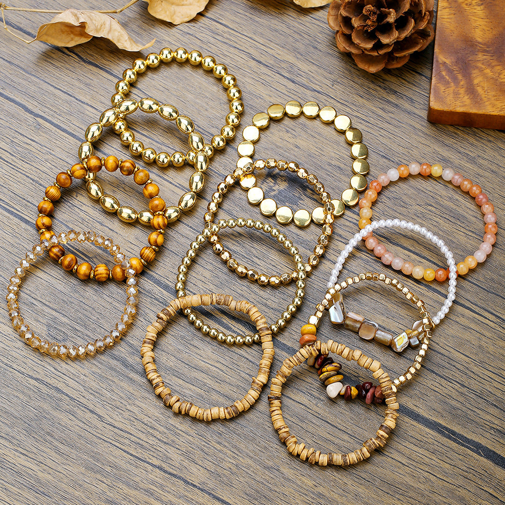 Vintage 12-piece Bohemian handmade beaded bracelet set