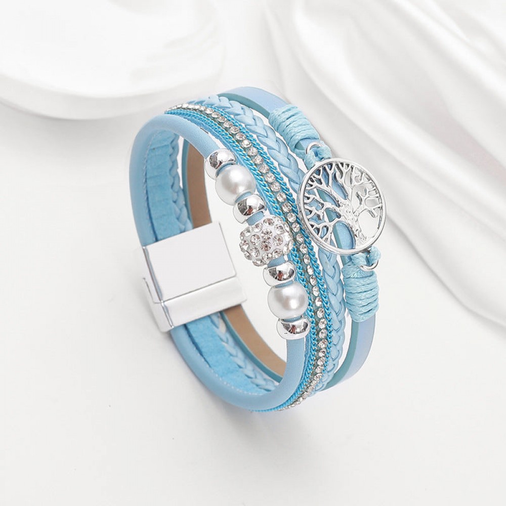 Ethnic style imitation pearl diamond ball magnetic clasp wov